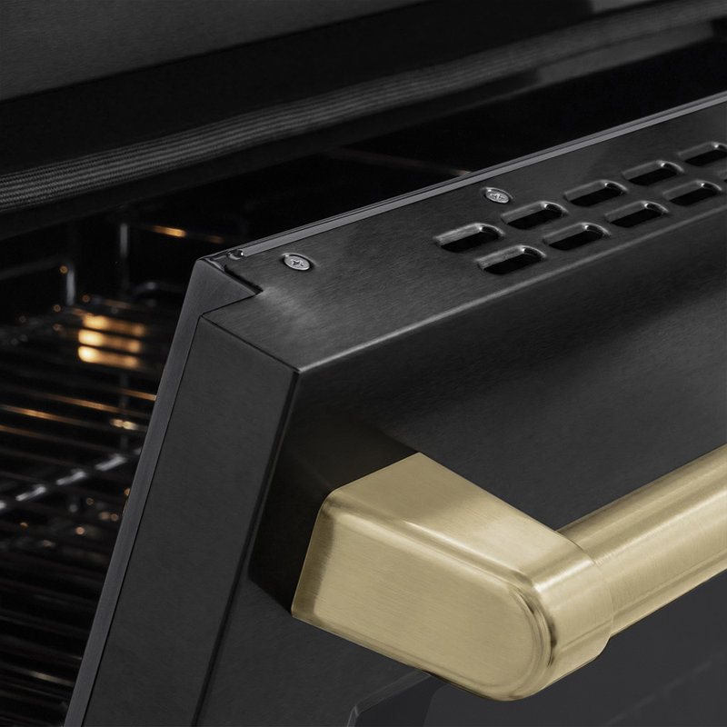 ZLINE Autograph 36 in. Black Stainless Paramount Induction Range with Polished Gold Accents, Champagne Bronze