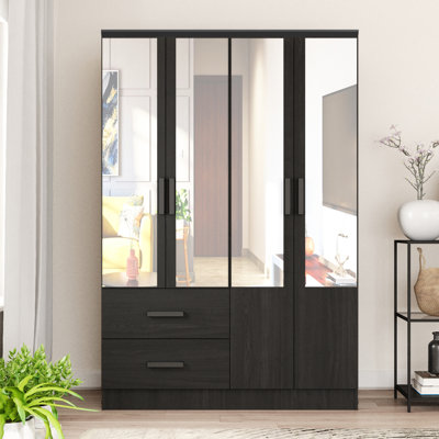 Apollonios 4 Doors Wardrobe With 2 Drawers and Shelves by Ebern Designs
