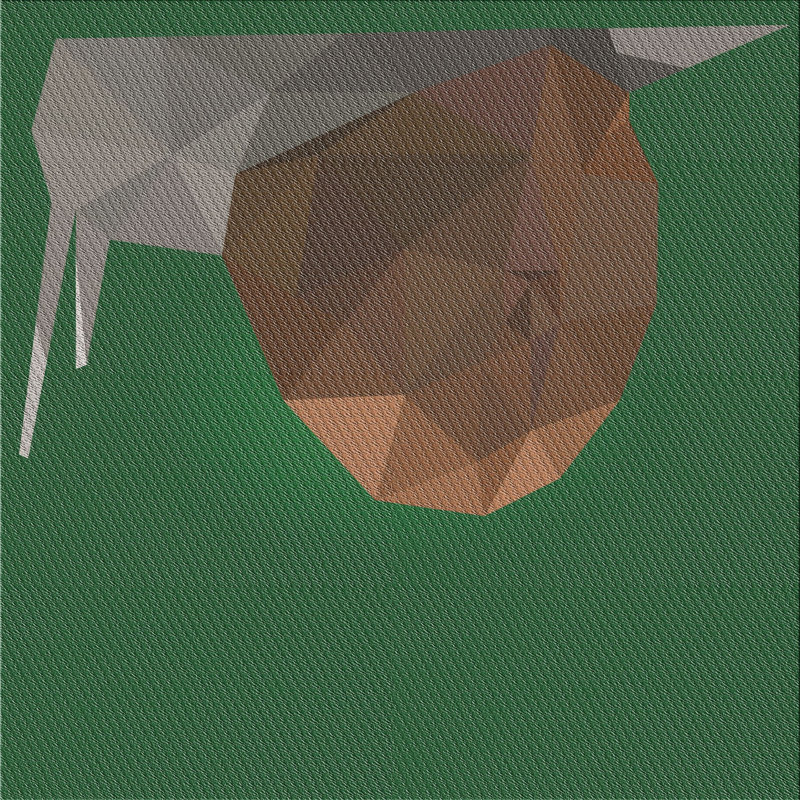 Tapis vert / brun / gris tissé à la machine, Carré 6 pi