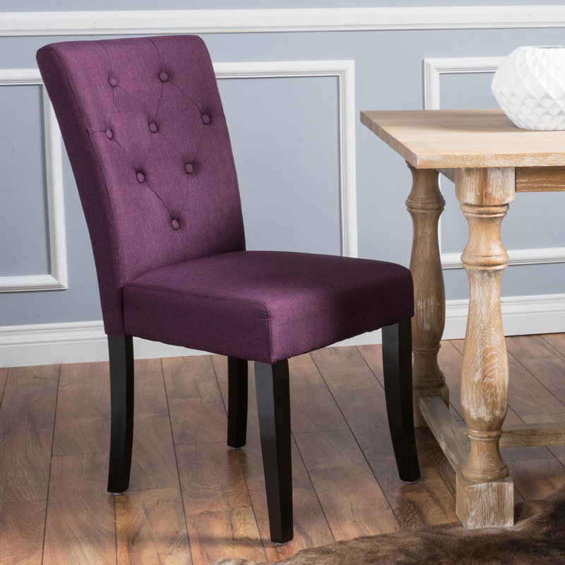 Chaise d'appoint rembourrée et capitonnée Aristeo, Mauve foncé