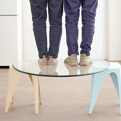 3/8 Inch Thick 35.4 Round Tempered Glass Table Top, Supports Weight, Smooth Edges To Top With Thickness, Greater Resistance Impact, Safe Edge Feature