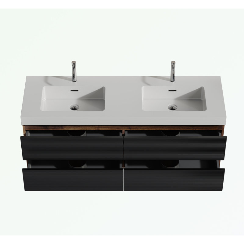 Meuble-lavabo avec deux lavabos et quatre tiroirs