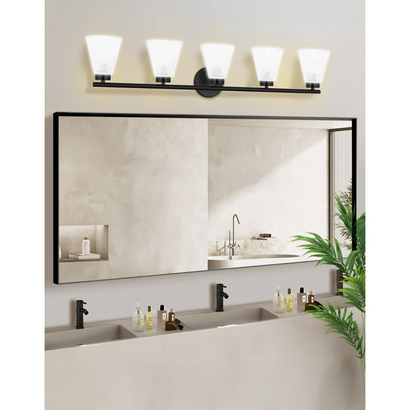 Meuble-lavabo 5 lumières Laclaire Laclaire, Noir mat