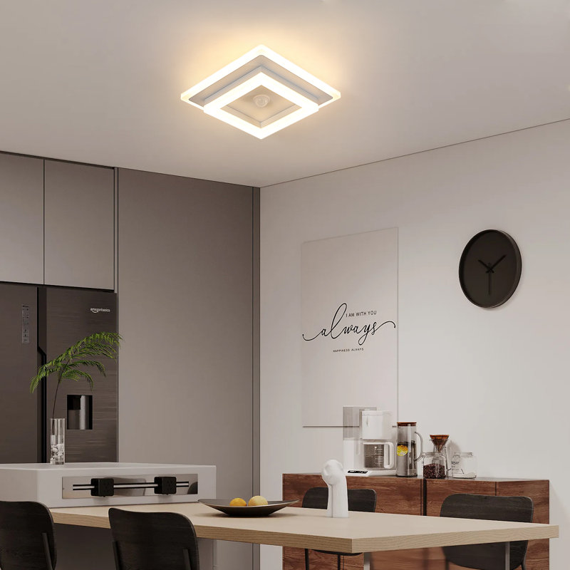 Modern 20cm White Smart Motion Sensor Square Ceiling Light, 3000