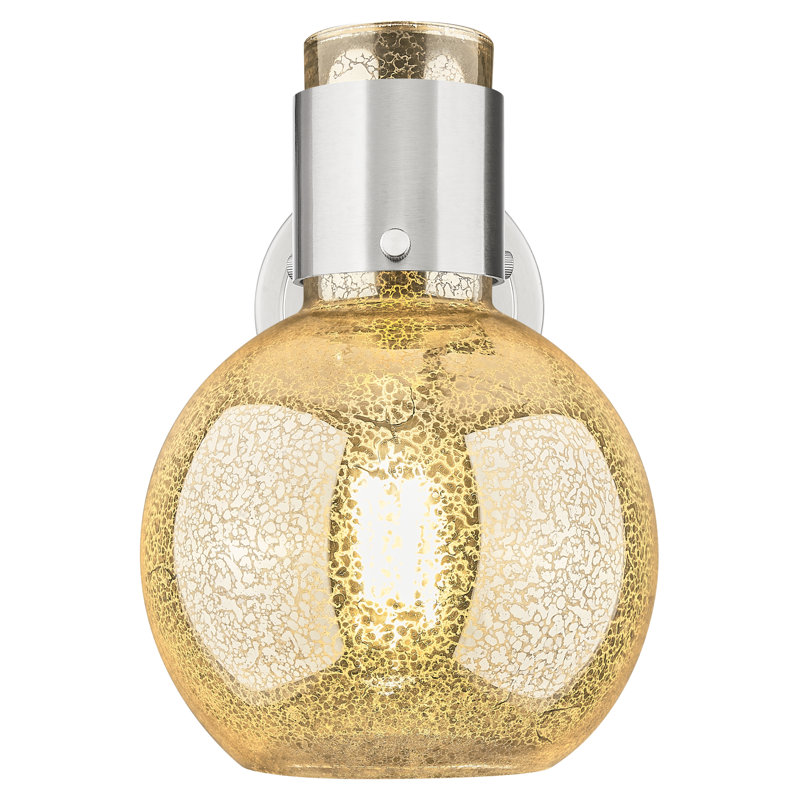 Downtown Urban - Lawton Sphere - 1 Light 8" Wall-mounted Sconce , Mercury, Brushed Satin Nickel