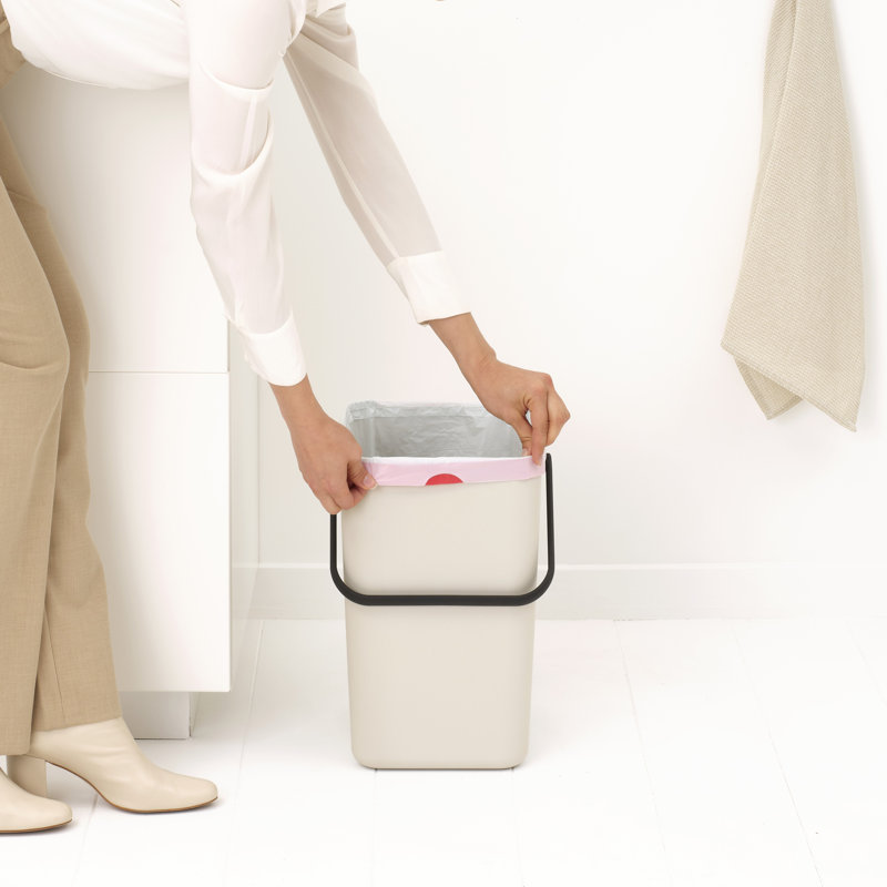 Brabantia Sort & Go Plastic Recycling Bin, 6.6 Gallon, Soft Beige