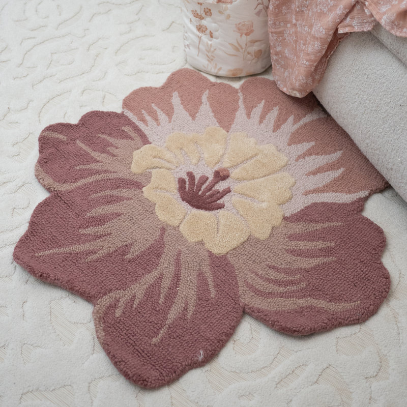 Violet Hand-Tufted Wool Nursery Rug (36" Round)