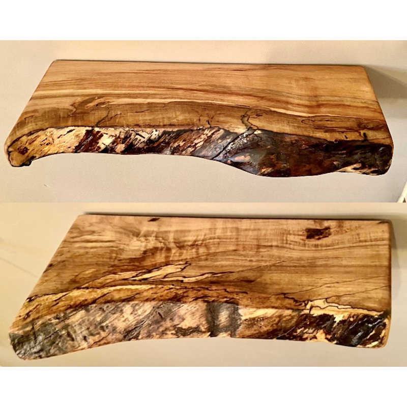 Maple Floating Shelf with Live Edge, 2" H x 48" W x 12" D