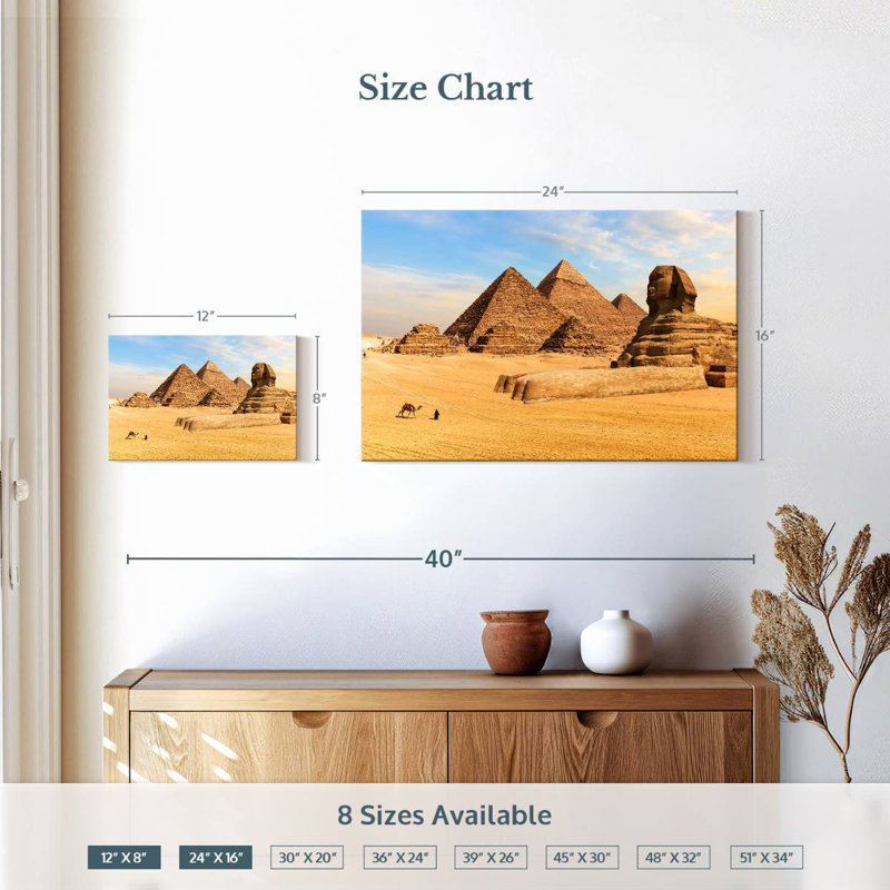 Grandes pyramides et sphinx, H 16 po x l 24 po