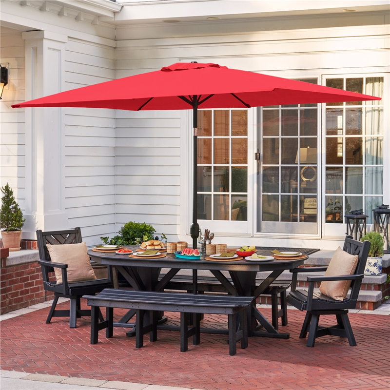Parasol d'extérieur rectangulaire Glidewell, H 99,6 po x l 120 po x P 78 po, Rouge