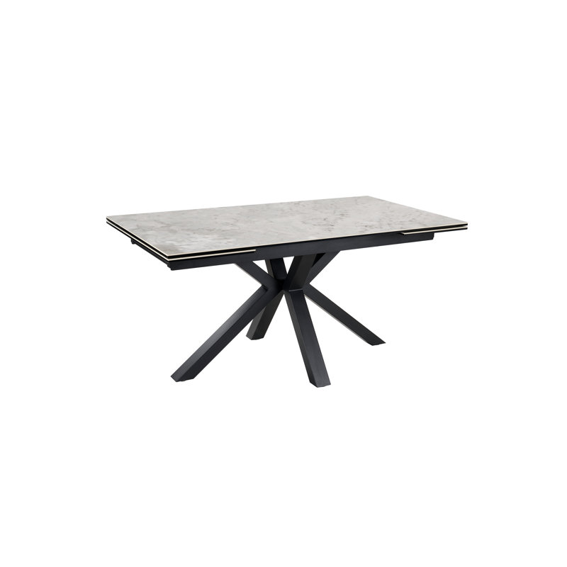 Gerolakkos Extendable Faux Marble Top Metal Base Dining Table, Grey