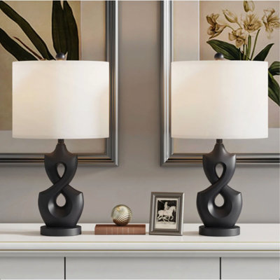 Ensemble de 2 lampes de table de table en céramique 22,3 "à intensité variable avec abat-jour en tissu, pour chambre à coucher, salon, bureau, bureau