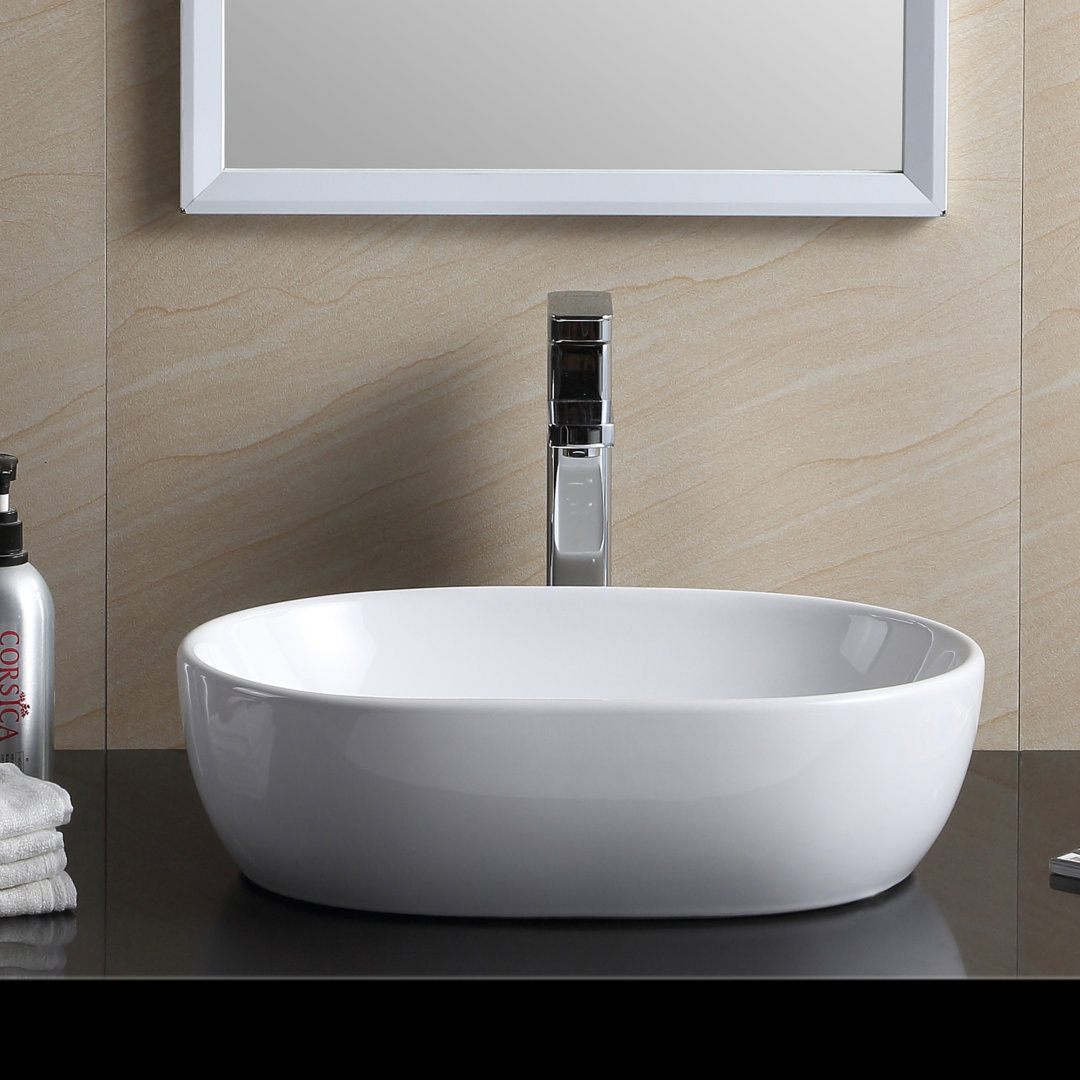 Modern Vitreous China Oval Vessel Bathroom Sink Fine Fixtures