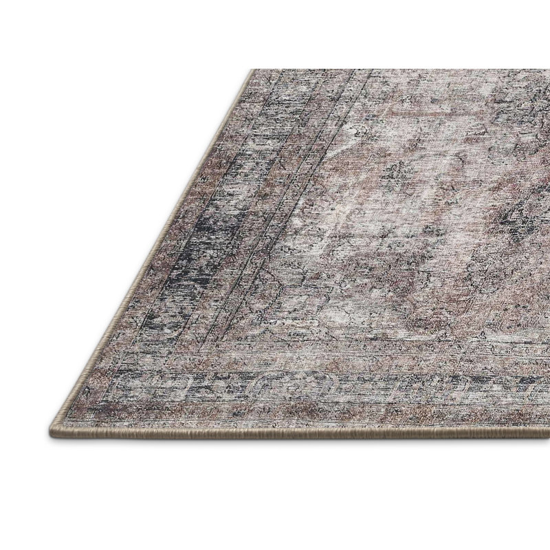Tapis traditionnel rouge / gris Erwan, Rectangle 2 pi x 5 pi