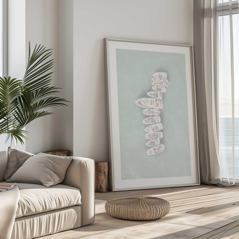 «Floating Tranquility Rolled Print», sans cadre, Cadre en chrome poli, H 17,25 po x l 13,25 po x P 1,25 po