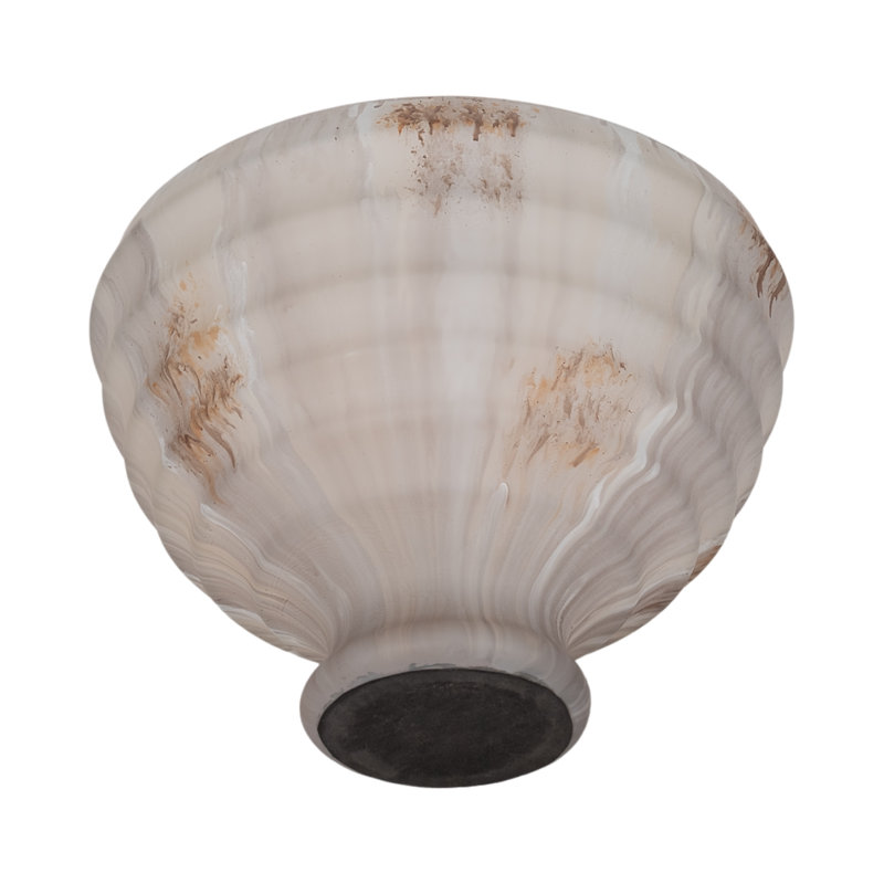 Handmade Glass Decorative Bowl, 7" H x 9" W x 9" D, Ivory