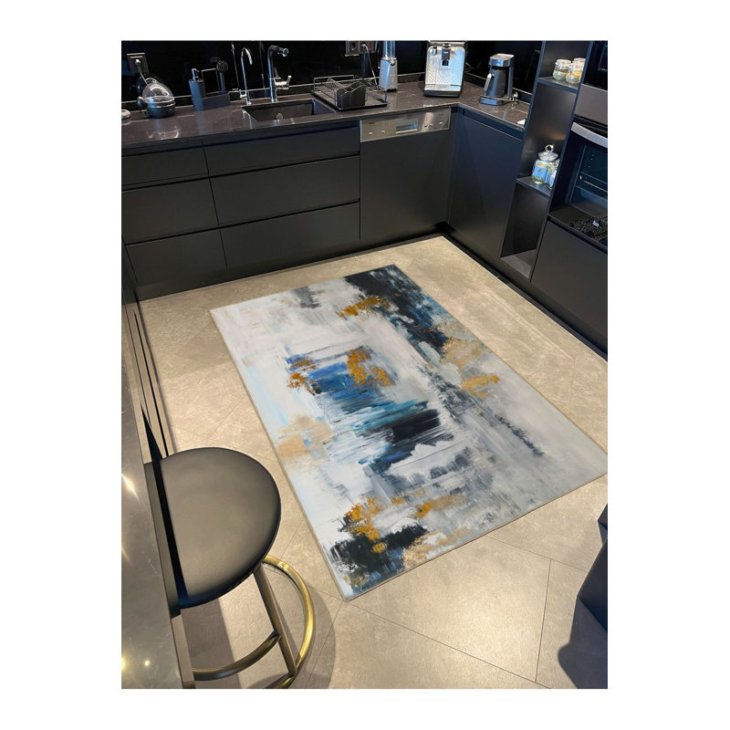 Tapis tissé à base aquarelle lavable, Sous-tapis carré 3 pi 3 po inclus