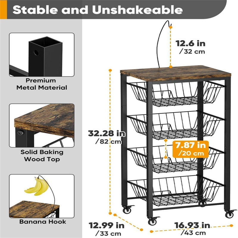 43 cm W Storage Rack, Black
