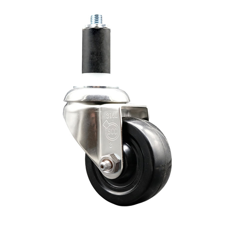 Roulettes pivotantes en caoutchouc dur, H 3,5 po x l 3,5 po