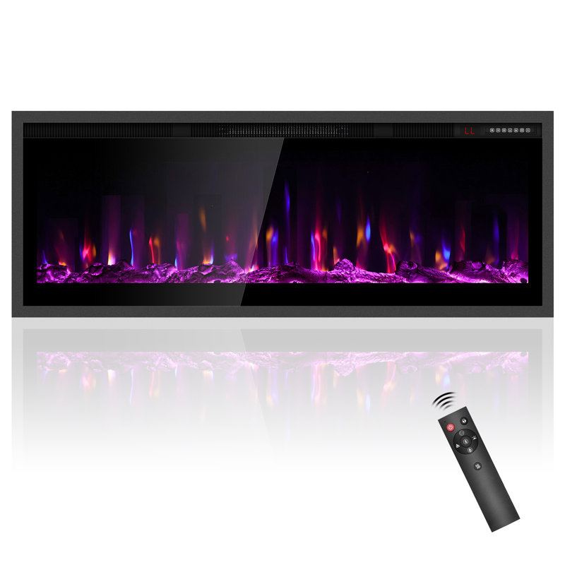 Electric Fireplace, Wall Mounted/Recessed/Freestanding Fire Heater, 46cm H x 106cm W x 11cm D