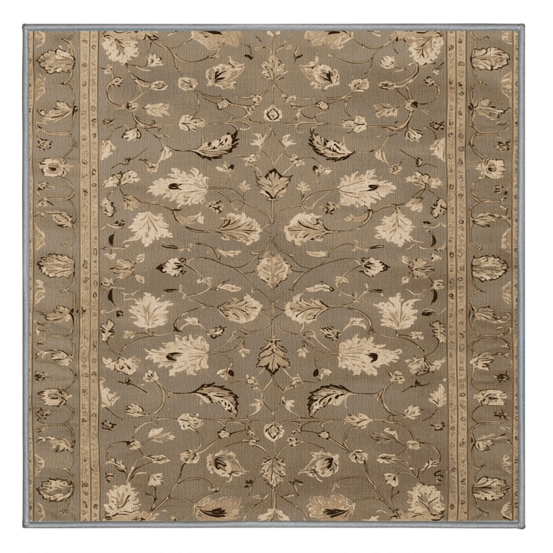Tapis gris Tabriz lavable à la machine, Carré 7 pi