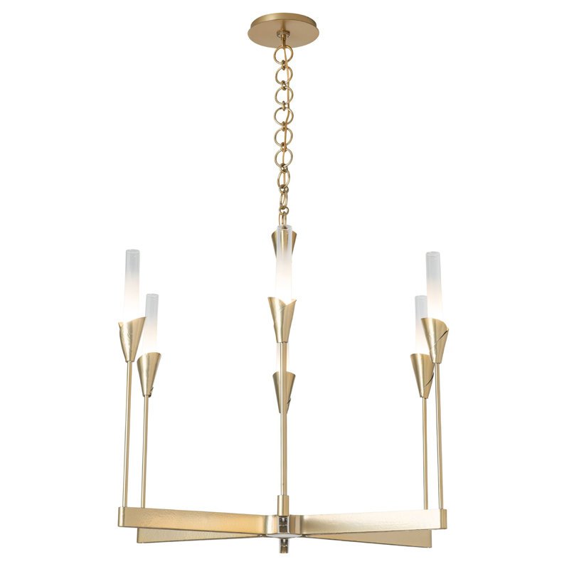 Lilium Chandelier - 6-Light - Dark Smoke, Modern Brass