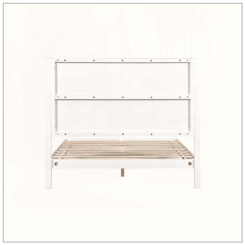 Solid Wood Bed Frame, Queen, White