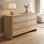 Commode à 6 tiroirs cannelés, commode double large avec silhouette incurvée 59 "Cove