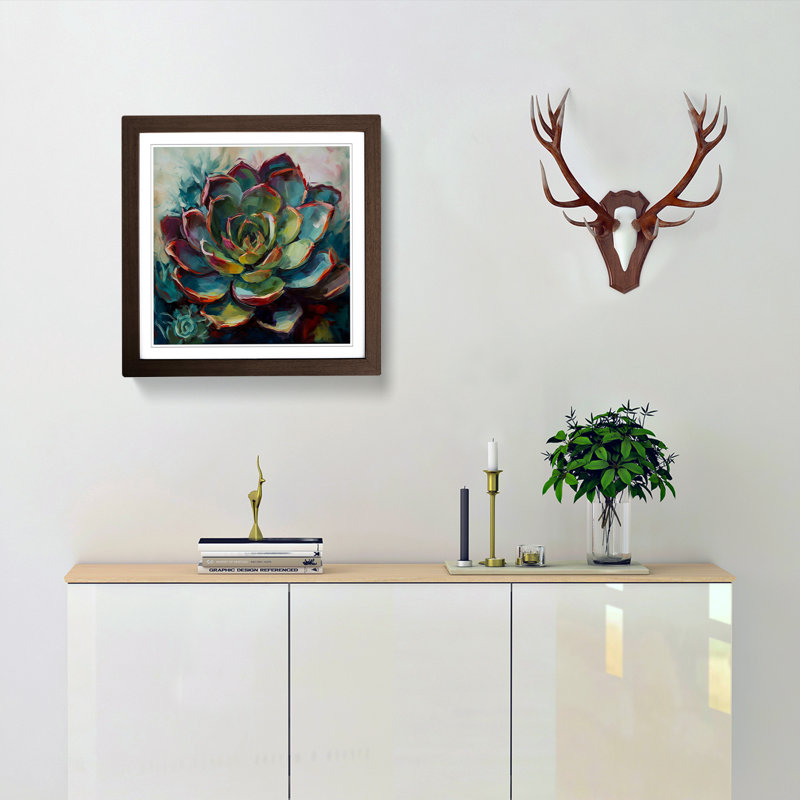 Succulent Expressionism - Framed Print, Walnut