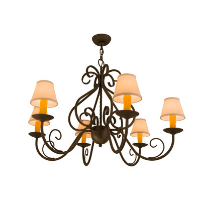 Lustre classique 6 lumières à abat-jour Ione