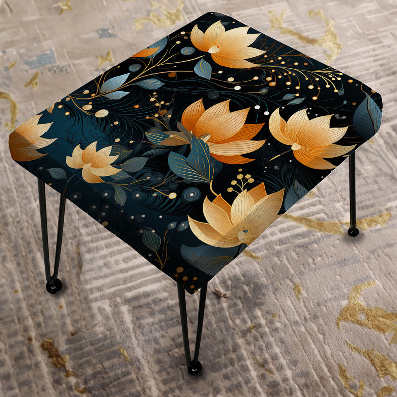 Sacred Silence Mediation - Floral Rectangle Ottoman