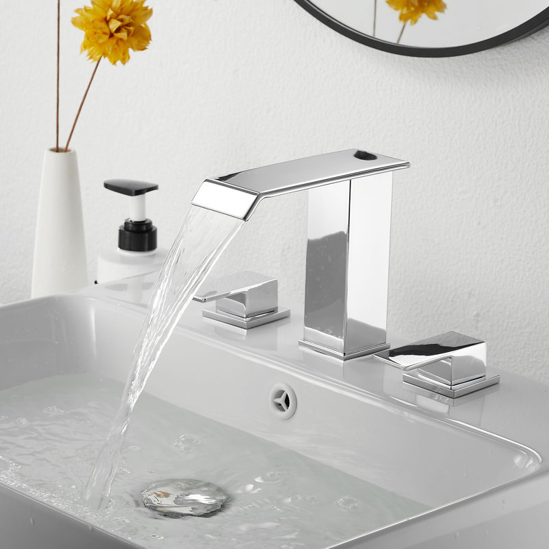 2-handle Bathroom Faucet with Drain Assembly, Polished Chrome