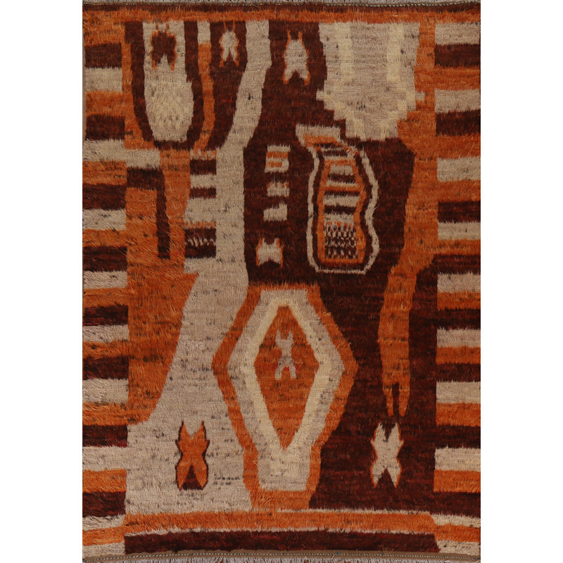 Tapis marocain abstrait en laine fait à la main 9 x 10