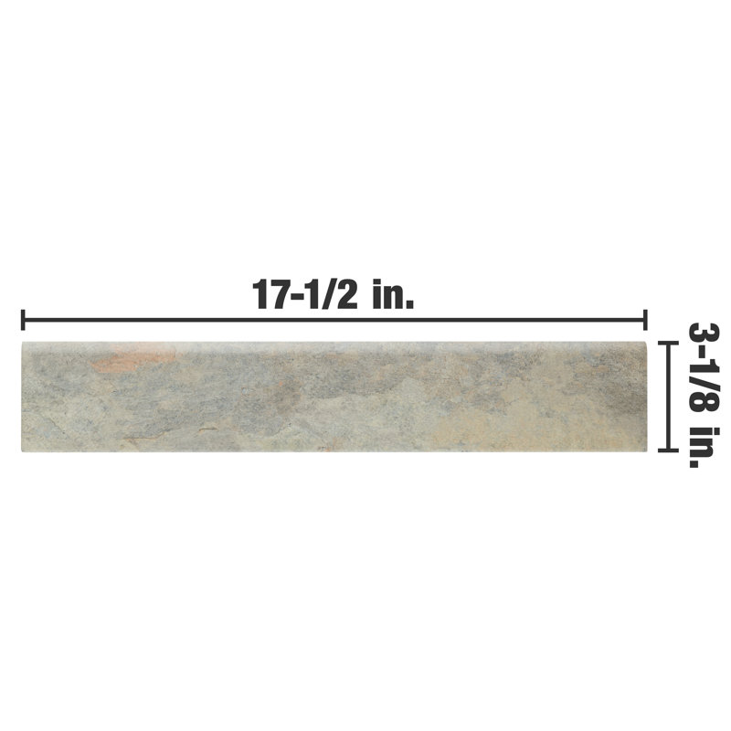 Ardesia 18" x 3" Porcelain Bullnose Tile Trim in Gray