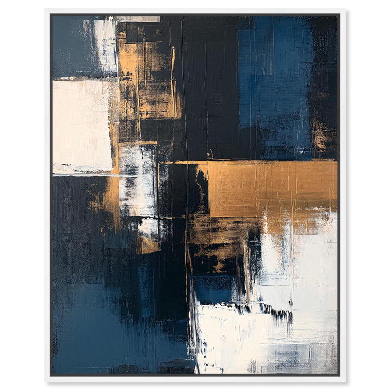 Radiant Blue Dawn I Blue Abstracts par Art Remedy, H 46 po x l 37 po, Cadre flottant blanc