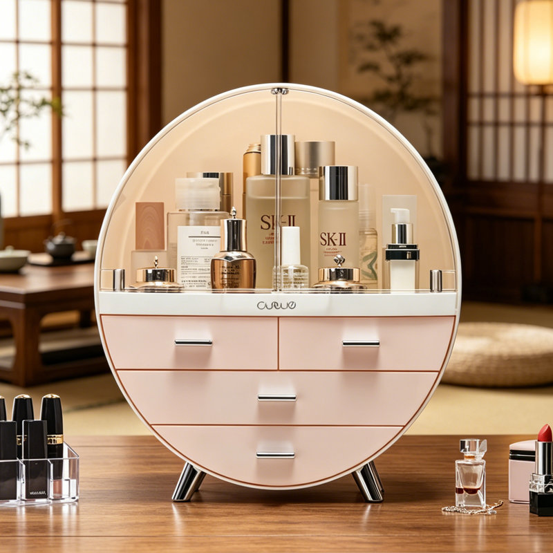 Modern Round Dustproof Cosmetic Storage Organizer