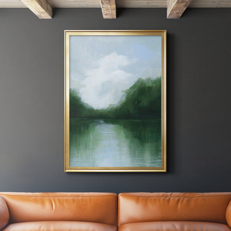 «Mossy Reflections II», reproduction encadrée de qualité supérieure - prête à être accrochée, Or