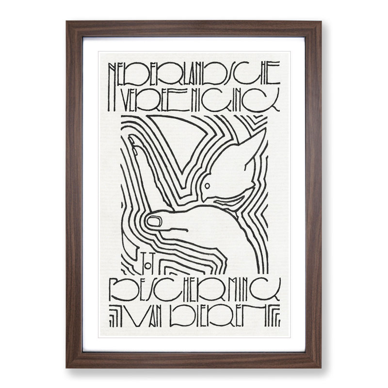 Bird Eating from the Hand by Reijer Stolk - Picture Frame Graphic Art, Walnut, 65cm H x 48cm W x 2cm D
