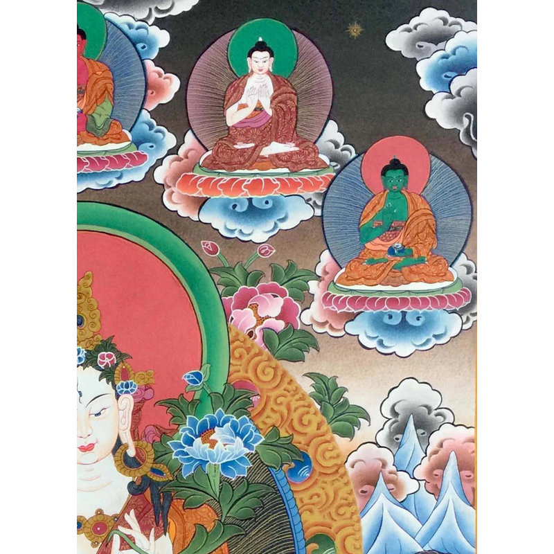 Déesse blanche Tara Thangka (Brocadeless Thangka)