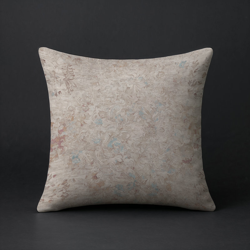 Coussin décoratif intérieur et extérieur Modern, Ivoire / rose pâle / beige abstrait, Carré 20 po