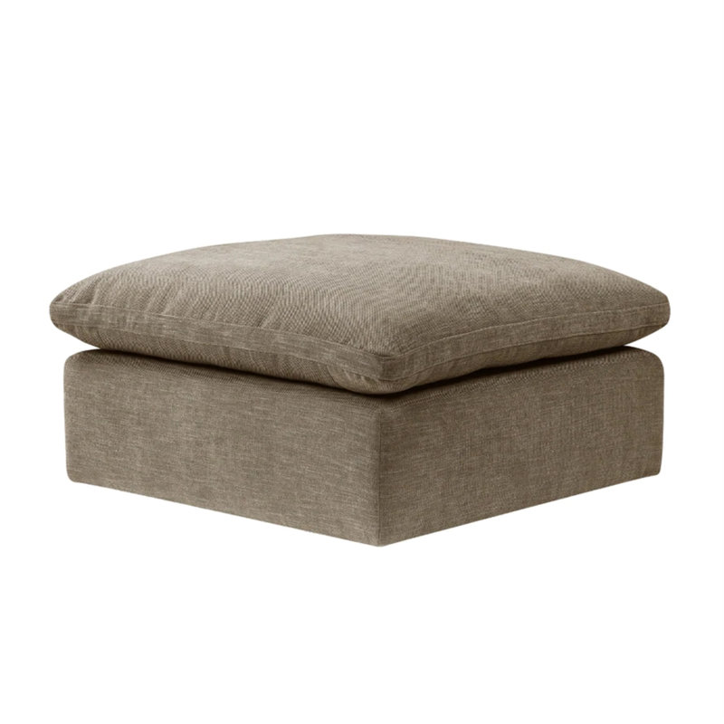 Repose-pieds carré avec coussin amovible de 37 po Scott, beige, Fourrure véritable beige