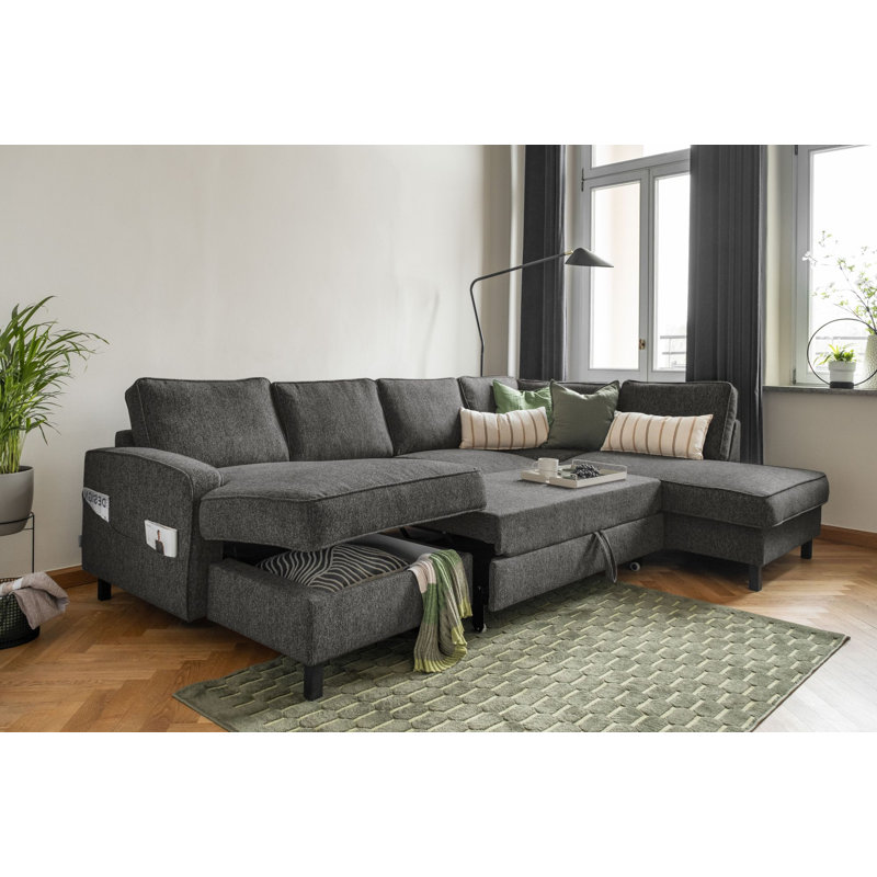 Molly Corner Sofa Bed U-Shape, Dark Grey, Right Hand Facing