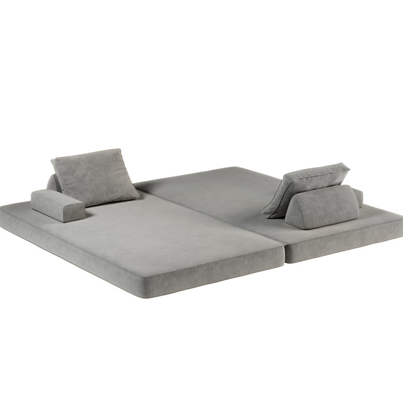 86.6" Multifunctional Convertible Bed With 2 Removable Backrests, Pillows And Chenille Fabric, Ideal For Dance Suitable Condominiums