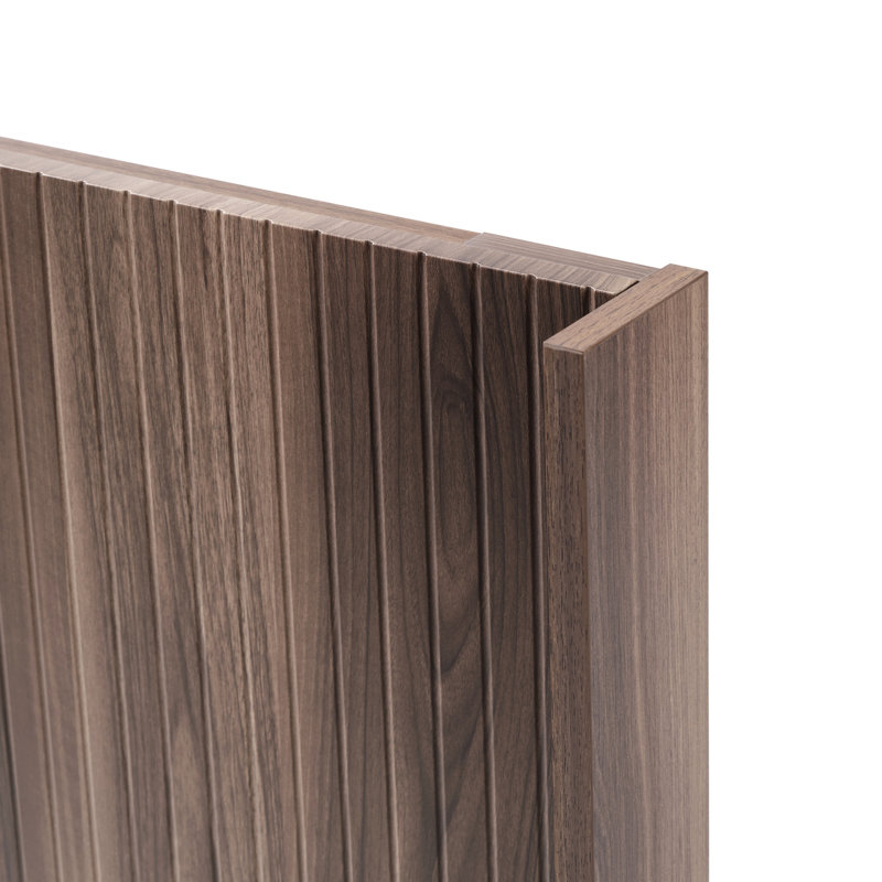 Tête de lit en bois pour lit Queen Size, panneau mural ondulé cannelé, noyer, design moderne sculpté en 3D, 163,8 x 9,9 x 110 cm