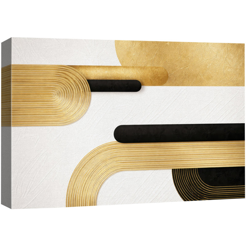 Illustration abstraite de composition géométrique de lignes noires dorées, images de salon moderne, impression sur toile encadrée