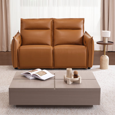 Canapé inclinable électrique en cuir 68,5 po avec causeuse 2 places avec port USB et Type-C 68,5 po