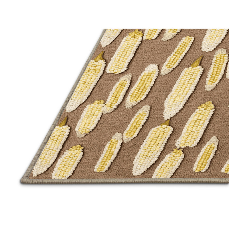  Tapis blanc lavable à maïs doux avec légumes, Rond 8 pi