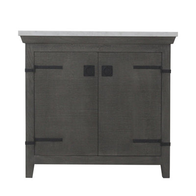 36" Single Vanity In Gray With White Marble Top