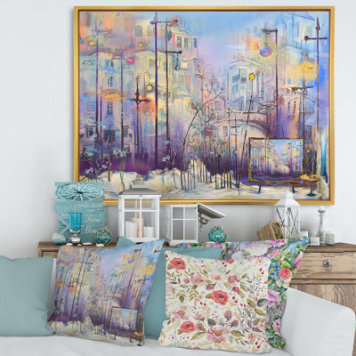 Paysage urbain pastel abstrait - peinture sur toile