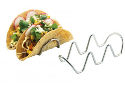 Mini support à tacos en acier inoxydable à 2 compartiments - 4 1/2 po x 2 1/2 po x 1 3/4 po